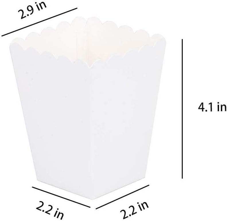 White Popcorn Boxes Mini Paper Popcorn Box Cardboard Popcorn Container for Party, Pack of 12