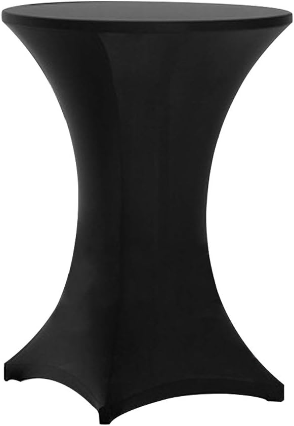 Tina's 10 Pack 30x42 Inch Highboy Spandex Cocktail Table Covers Black, Fitted Stretch Cocktail Tablecloth for Round Tables (10PC 30X42 Black)
