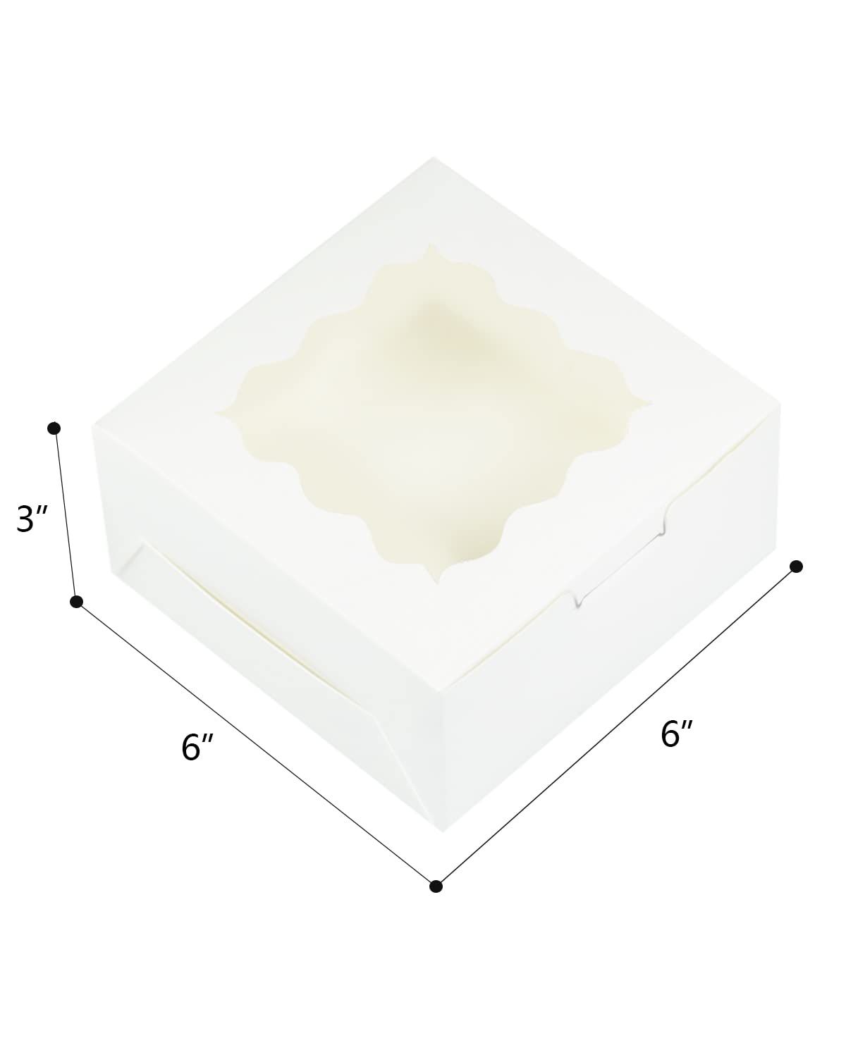 Bakepacker 100pcs White Cookie Boxes 6x6x3 inches Easy Assemble Macaroon Pastry Boxes Bakery Boxes with Window for Bakery