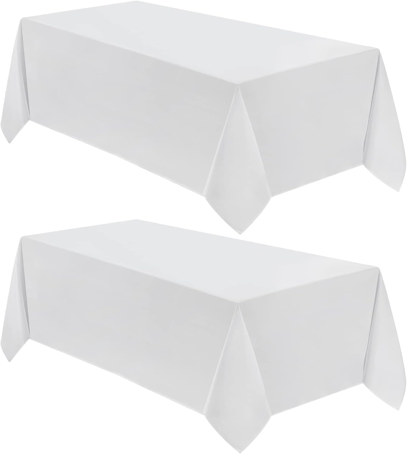 VidaFete 2 Pack 90*132inch Rectangle Tablecloth Polyester Table Cloth，Stain Resistant and Wrinkle Polyester Dining Table Cover for Kitchen Dinning Party Wedding Rectangular Tabletop Decoration(White)