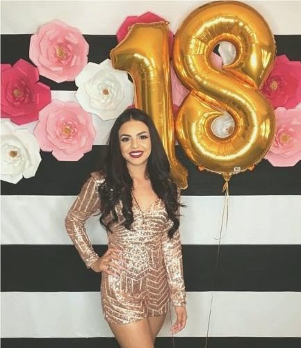 Helium Foil Gold Number 8 Balloon 40 Inch, Mylar Eight Numbers 8 18 28 38 48 58 80 88 Birthday Balloons, Gold Women Men Anniversary Graduations Party Supplies