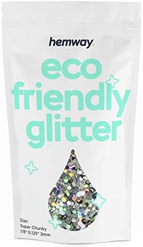 Hemway Biodegradable Glitter Eco Friendly - 100g/3.5oz Bio Cosmetic Safe Sparkle Vegan for Face Eyeshadow Body Hair Festival Makeup Craft - Super Chunky (1/8" 0.125" 3mm) - Silver Holographic