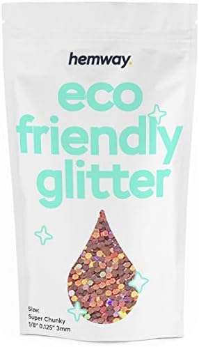 Hemway Biodegradable Glitter Eco Friendly - 100g/3.5oz Bio Cosmetic Safe Sparkle Vegan for Face Eyeshadow Body Hair Festival Makeup Craft - Super Chunky (1/8" 0.125" 3mm) - Rose Gold Holographic