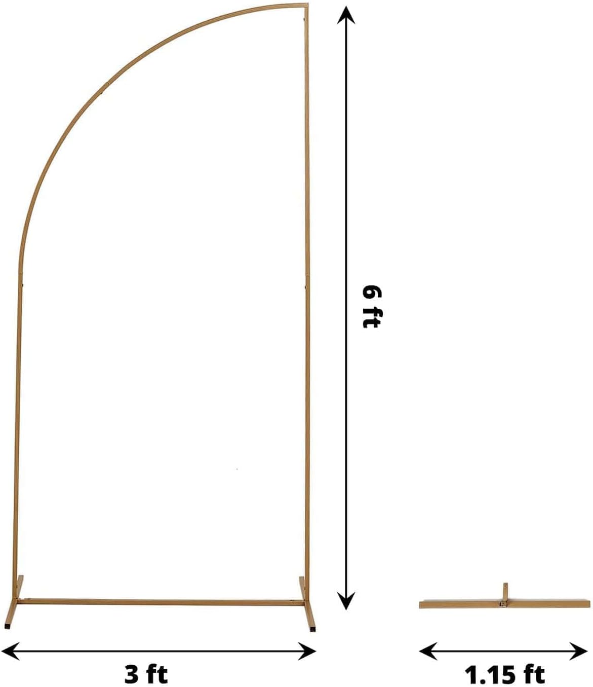 Tableclothsfactory 6ft Gold Metal Wedding Arch Chiara Backdrop Stand, Half Moon Floral Frame Arbor Display