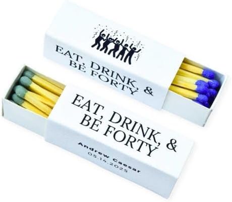 Customizable Birthday Matchboxes – Set of 10 – Fun Birthday Design – Colorful Matchsticks – Perfect for Birthday Favors (2" Matchsticks, Birthday #2)