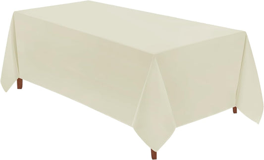 VidaFete Tablecloth 90 * 132inch Rectangle Table Cloth Polyester, Stain Wrinkle Resistant Polyester Dining Table Cover for Kitchen Dinning Party Wedding Rectangular Tabletop Buffet Decoration(Ivory)