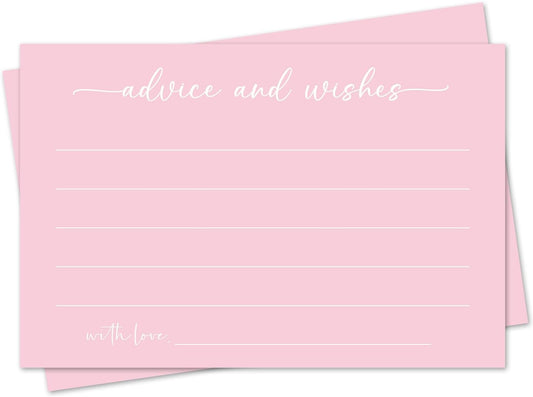 Pink Advice and Wishes Card, Advice Cards for The Bride and Groom, Bridal Shower,Wedding or Baby Shower, Birthday, Graduation, Retirement, Guestbook - 25 Cards -07
