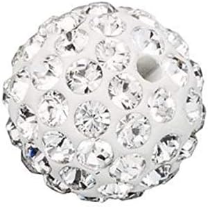 25pcs Adabele Grade A Suncatcher Crystal Rhinestone Pave Loose Beads 10mm Clear White Polymer Clay Disco Ball Spacers Compatible with Shamballa All Craft Jewelry Making DB10-1