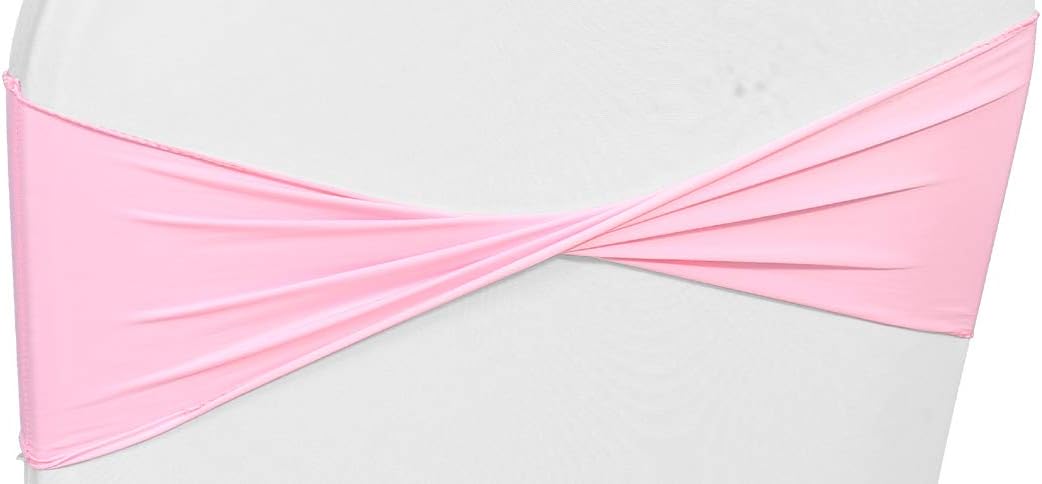 VDS Pack of 75 PCS | Pink | Spandex Chair Sashes Bows Without Buckle | Stretch Elastic Banquet Universal Folding Chair Band Tie with for Wedding Party Conference Celebration Event Decoration