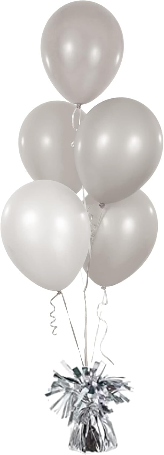 Metallic Balloon Weights, Birthday Party Favors, Novelty and Gag Gifts, 5.5" Inches, 12-Pack (White)