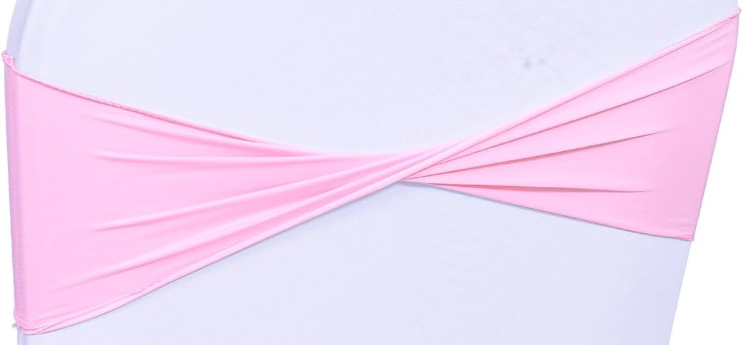 MDS Pack of 250 Spandex Chair Sashes Bows Elastic Stretch Dining Chair Bands Ties Without Slider Buckle Universal fits for Wedding Baby Shower Birthday Party Banquet Event Decoration - Pink