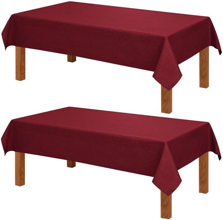 Hiasan 2 Pack Faux Linen Square Tablecloth - Wrinkle and Stain Resistant Washable Table Cloth for Kitchen Dining Room Holiday Table Cover for Party Dinner, Red, 30 x 30 Inch