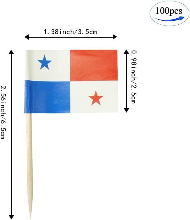 Panama Flag Panamanian Flag, Small Mini Panama Toothpick Flags for Food, Cupcakes, Cocktails, Appetizers, Bar Party Decorations