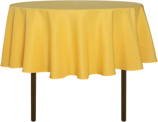 sancua Round Tablecloth - 48 Inch - Water Resistant Spill Proof Washable Polyester Table Cloth Decorative Fabric Table Cover for Dining Tables, Buffet Parties and Camping, Yellow