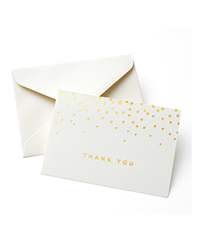 Gartner Studios Gold Foil Dots Thank You Cards, Ivory and Gold Foil Blank Thank You Notes, 3.5” x