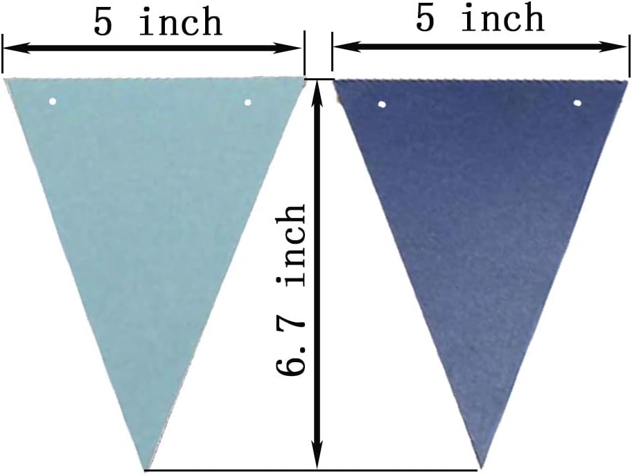 Dark Blue Light Blue Vintage Double Sided Triangle Flag Bunting Pennant Banner for Baby Birthday Party, Wedding Decor, Baby Shower, 30pcs Flags, Pack of 1