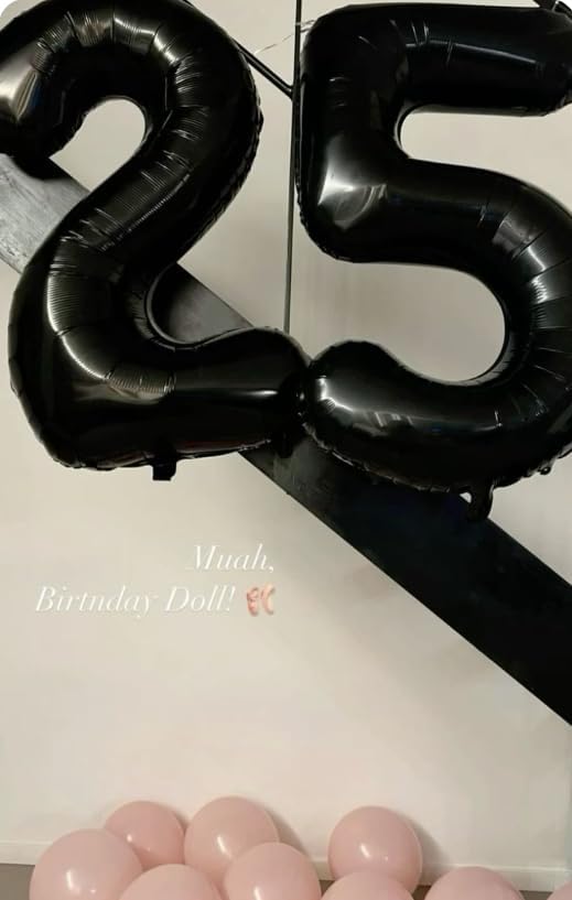 Black 40 Inch Large Number 5 Birthday Balloon, Five 5th 15 25 35 50 55 Birthday Decorations, Foil 5 Mylar Helium Numbers 5 Balloons Girl Boy Anniversary Party Supplies