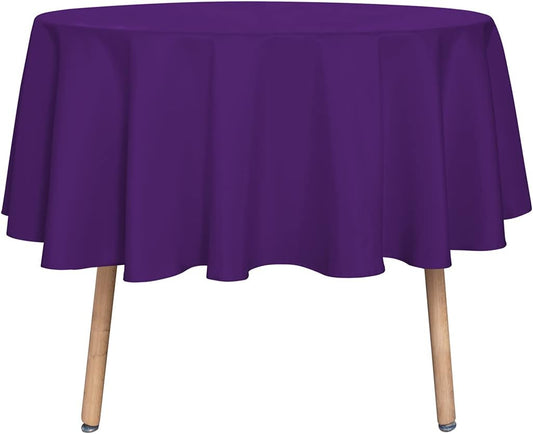 sancua Round Tablecloth - 48 Inch - Water Resistant Spill Proof Washable Polyester Table Cloth Decorative Fabric Table Cover for Dining Tables, Buffet Parties and Camping, Purple