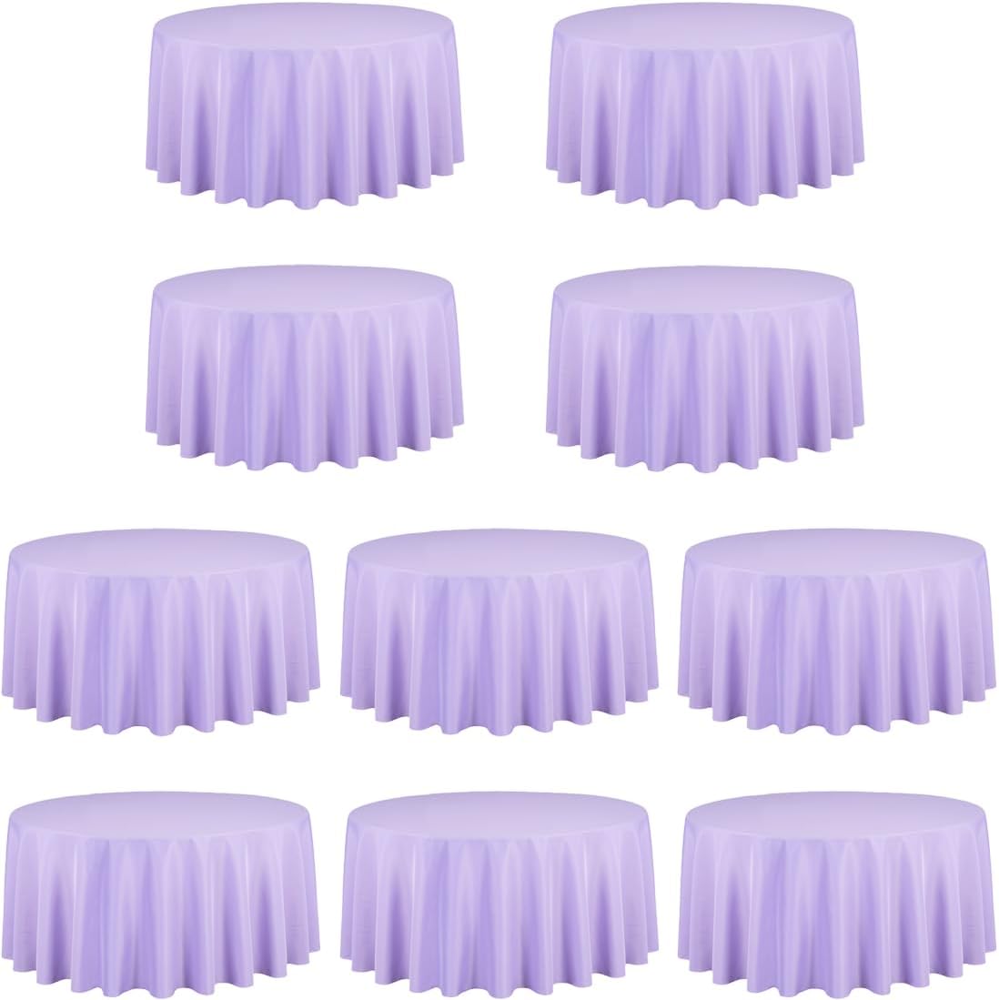 LTC LINENS 10 Pack 120 Inch Round Tablecloth Lavender for 60 Inch Round Table - Bulk Round Table Cover - Washable, Wrinkle Resistant Polyester Fabric Cloth for Wedding, Party