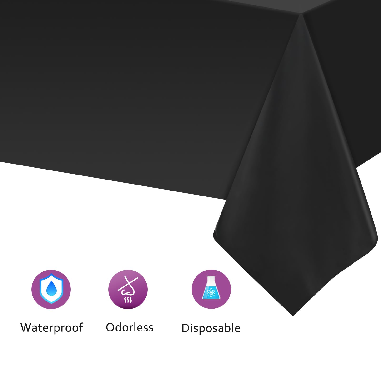 Kopokita 2 Pack Black Plastic Tablecloths Disposable 54 x 108 Inch