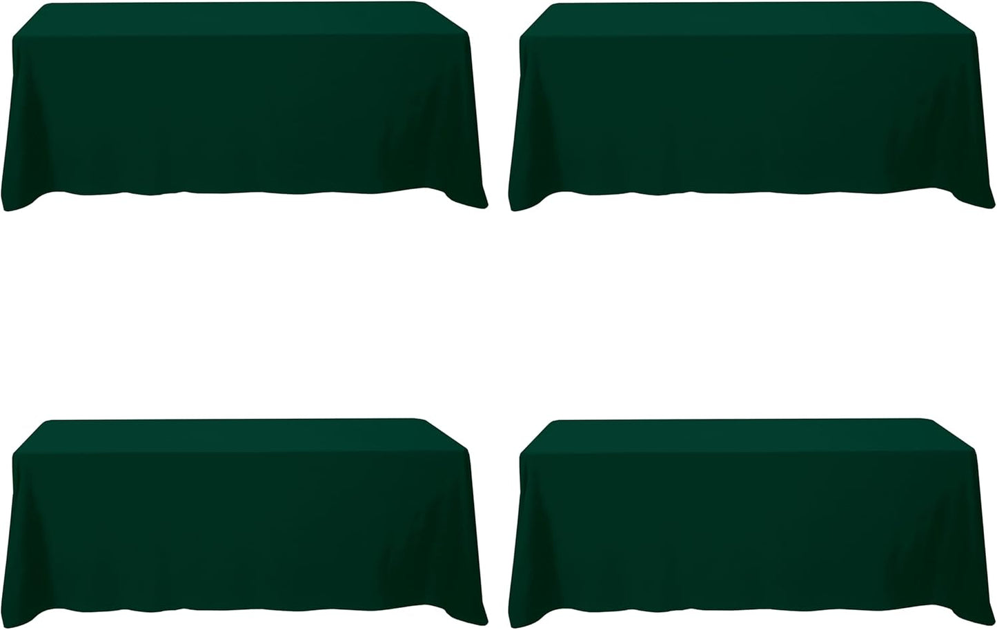 BRILLMAX 4 Pack Hunter Green Tablecloths for 8 Foot Rectangle Tables 90 x 156 Inch - 8ft Rectangular Bulk Linen Polyester Fabric Washable Cloth Cover for Wedding Reception Banquet Birthday Party