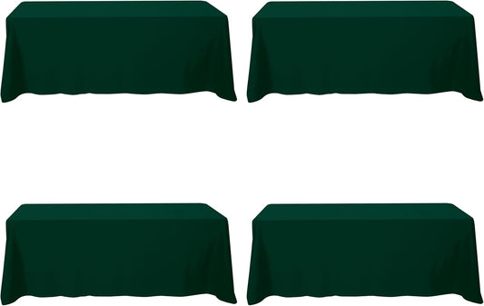 BRILLMAX 4 Pack Hunter Green Tablecloths for 8 Foot Rectangle Tables 90 x 156 Inch - 8ft Rectangular Bulk Linen Polyester Fabric Washable Cloth Cover for Wedding Reception Banquet Birthday Party