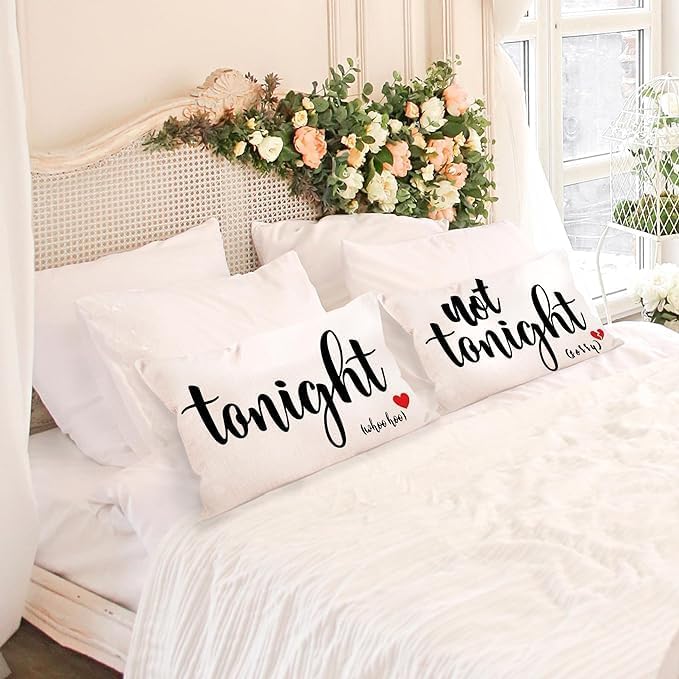 Mancheng-zi Bridal Shower Gift - 16x24 Pillow Cover for Bride, Bachelorette and Wedding - Funny Throw Pillows for Bedroom (Beige)