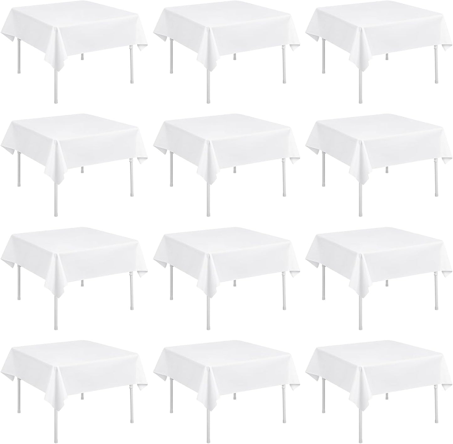 fani 12 Pack Square Tablecloth 52 x 52 Inch, White Tablecloth for Square Table, Washable Polyester Table Cloth, Fabric Table Cover for Wedding Parties Restaurant Buffet