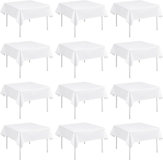 fani 12 Pack Square Tablecloth 52 x 52 Inch, White Tablecloth for Square Table, Washable Polyester Table Cloth, Fabric Table Cover for Wedding Parties Restaurant Buffet