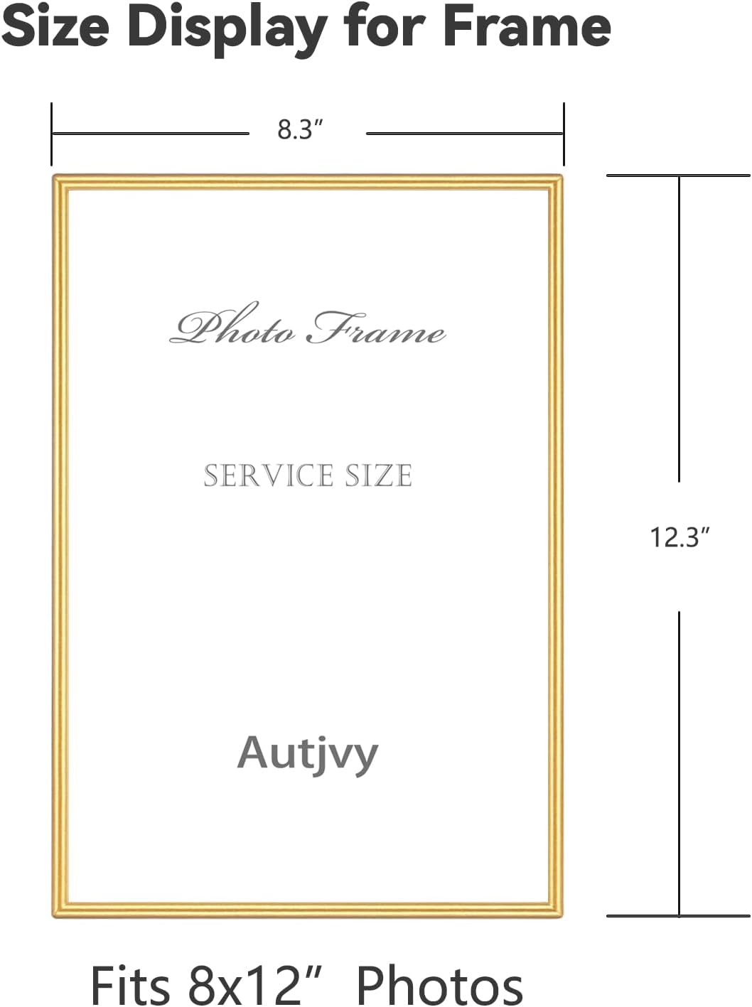 8x12 Picture Frame Set of 2, Matte Gold Modern Simple Thin Aluminum Metal Photo Frame with HD Real Glass, Display for Tabletop and Wall Collage, 2 Pack