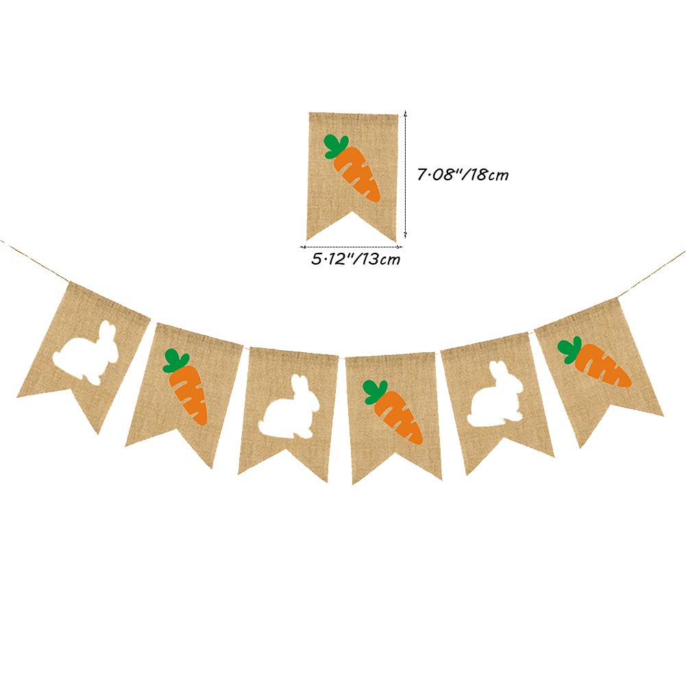 Burlap Rabbit Radish Garland Banners Bunny Burlap for Easter Decorations