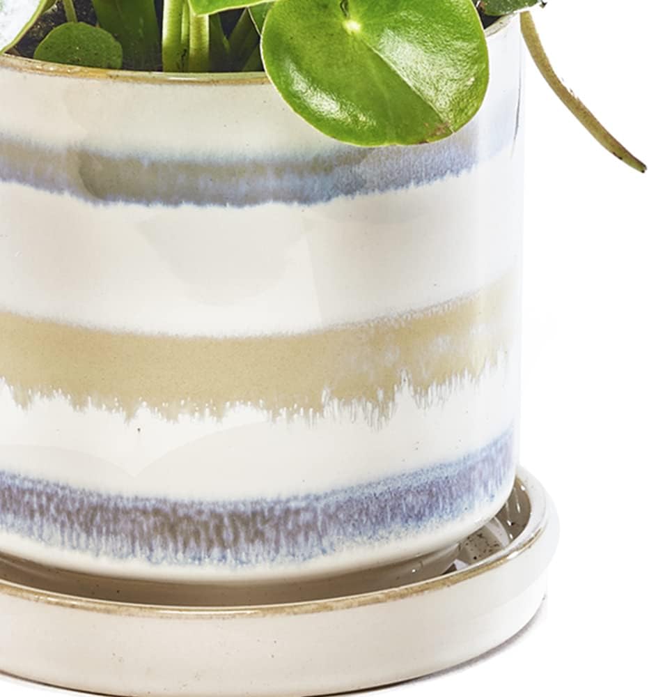 CHIVE ‘Minute’ Ceramic Planter Pot — Cute 5” Colorful Succulent Pots for Indoor & Outdoor House Plants — Beautiful Modern Farmhouse Kitchen Decor — Blue Green Layers