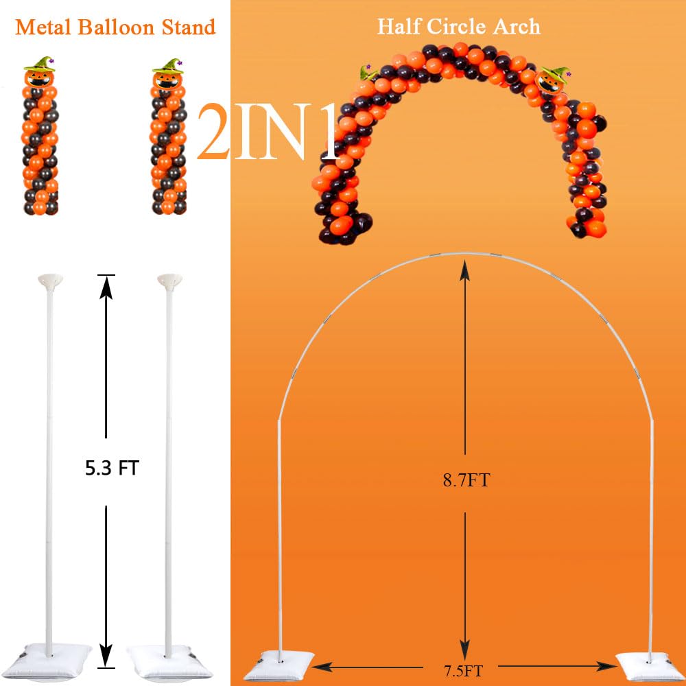 GIMCALO Balloon Arch Stand Kit, 2IN1 Metal Balloon Column Arch with Weighted Water Bag for