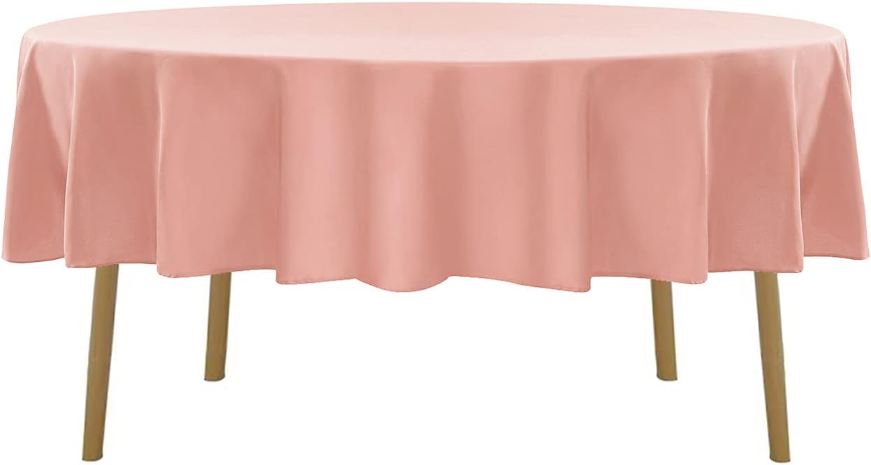 60 inch Round Tablecloth Washable Polyester Table Cloth Decorative Table Cover for Wedding Party Dining Banquet（60 inch,Dusty Pink）