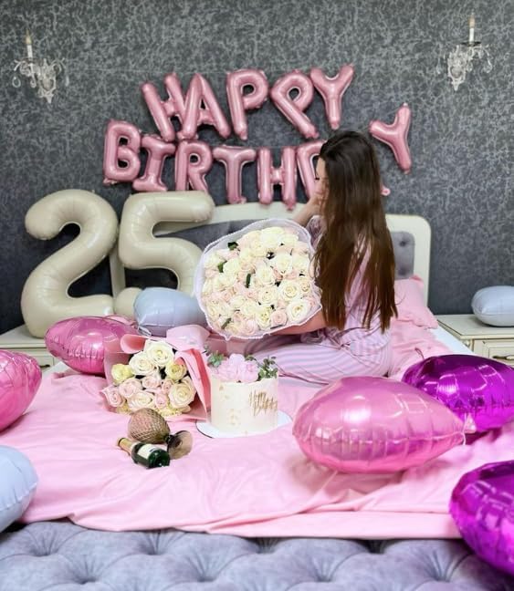 Cream White 5 Number Balloon 40 Inch Large Birthday Balloon, Five 5th 15 25 35 50 55 Birthday Celebration Decorations, Foil 5 Mylar Helium Number 5 Balloons Girl Boy Anniversary Party Supplies