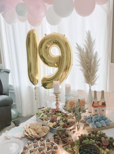 40 Inch Big Champagne Gold 9 Balloon Number, Jumbo Giant Happy 9th 19 29 39 49 99 Birthday Party Decorations,Light Gold Large Nine Mylar Foil Anniversary Birthday Party Engagement Decorations