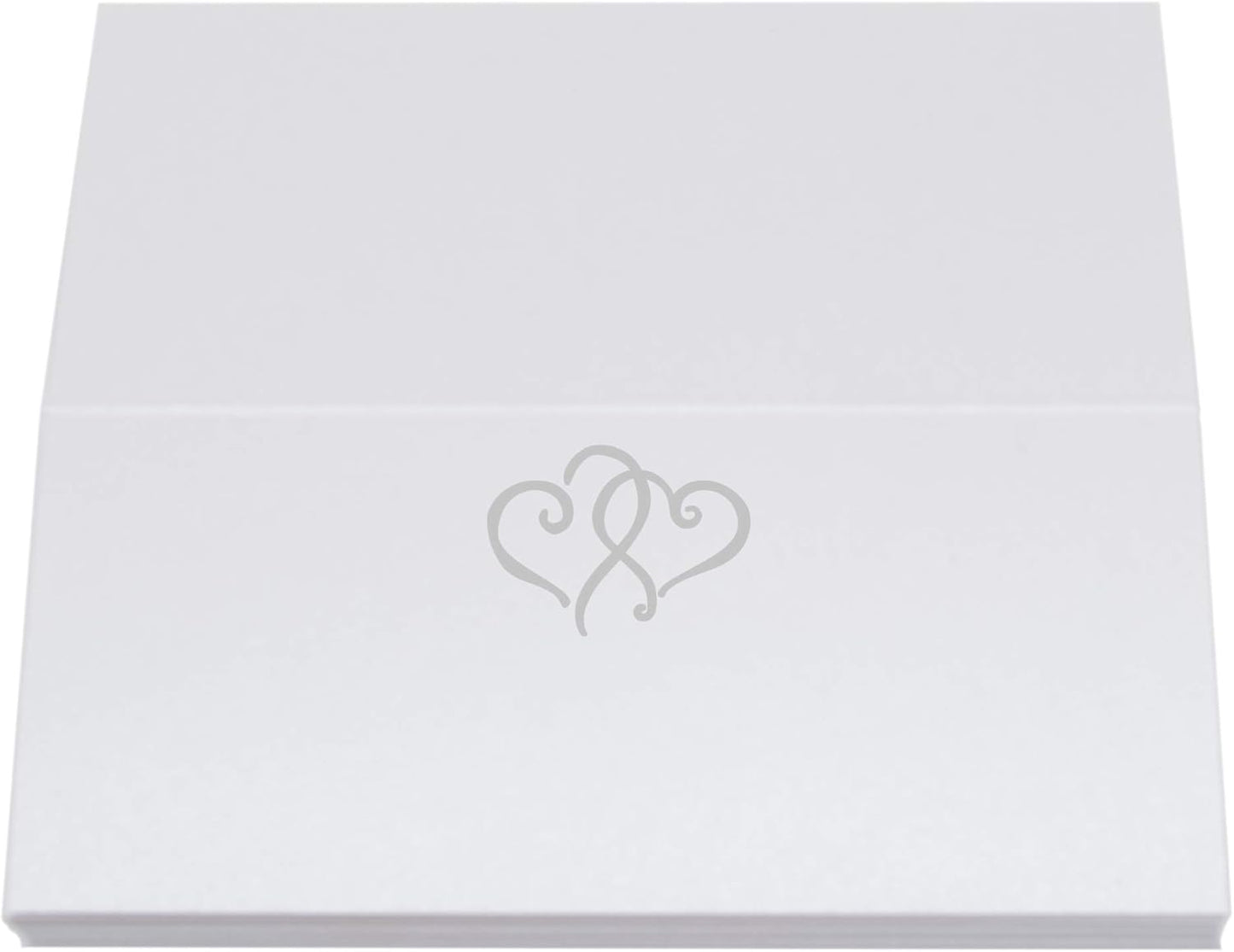 Linked Hearts Place Cards, Silver (Choose Color), Set of 25, Pre-cut and Scored - Wedding, Party, Dinner, and Special Events - Made in the USA