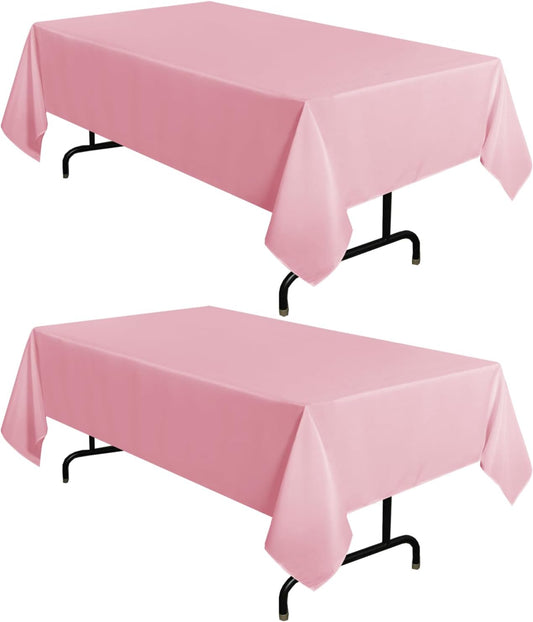 sancua 2 Pack Pink Tablecloth 60 x 102 Inch, Rectangle Table Cloth for 6 Feet Tables - Stain and Wrinkle Resistant Washable Polyester Table Cover for Dining Tables, Christmas Buffet Parties