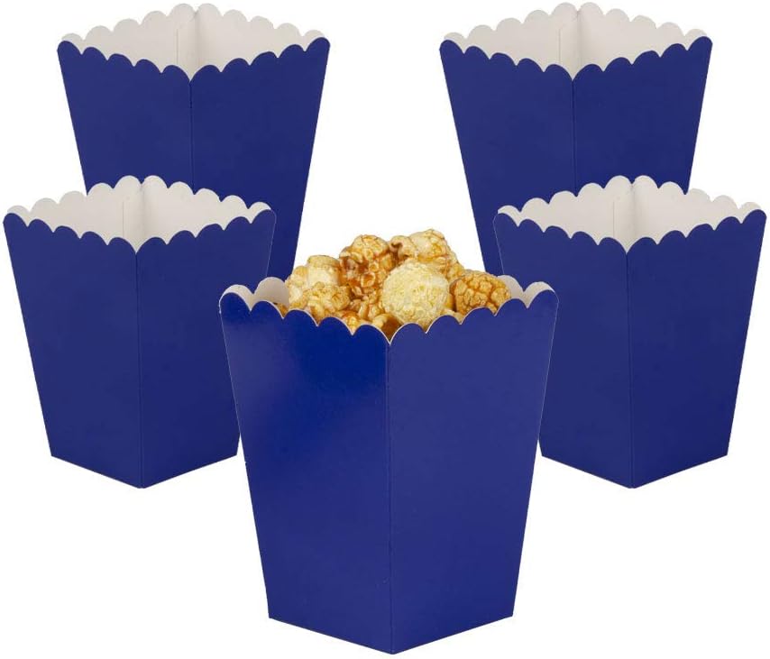 YESON Navy Blue Popcorn Boxes Mini Paper Popcorn Box for Party,Pack of 36