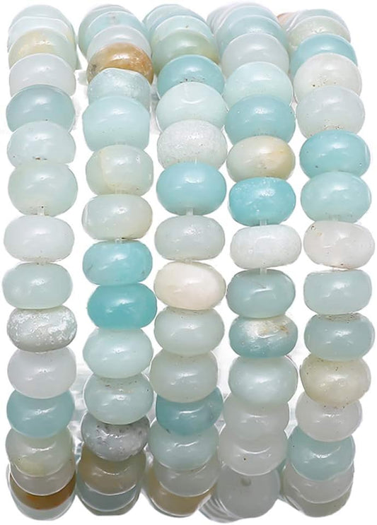 Natural Amazonite Stone Rondelle 5x8mm Loose Semi Gemstone Beads for Jewelry Making 38cm
