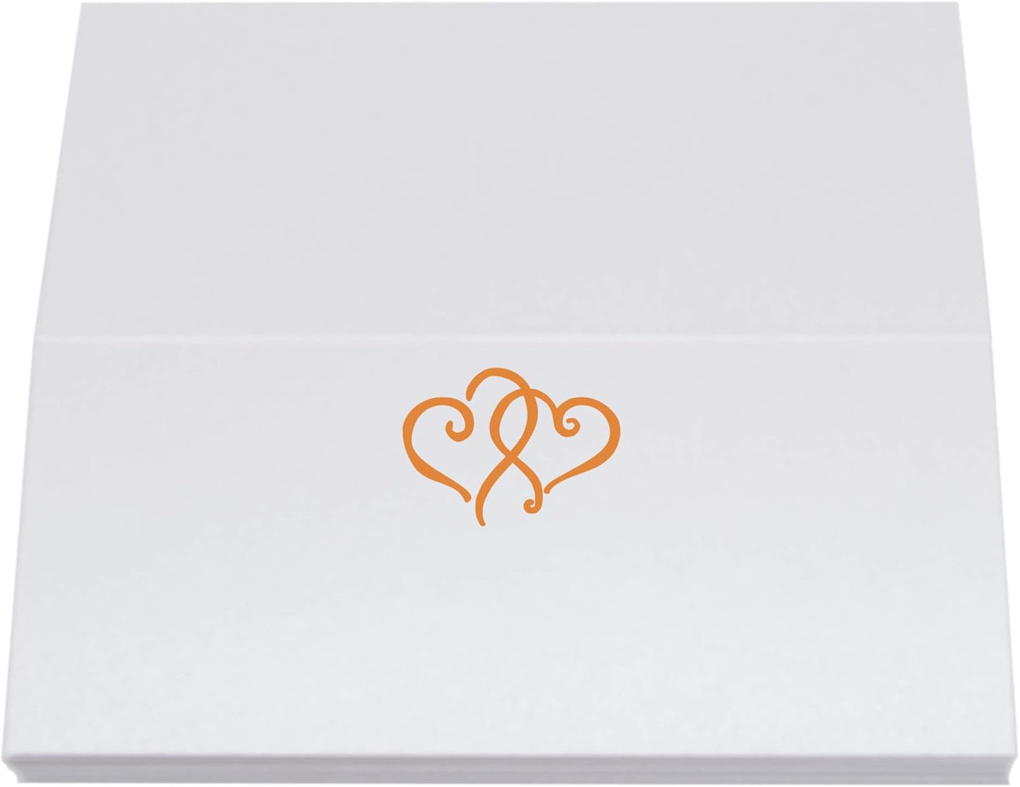 Linked Hearts Place Cards, Orange (Choose Color), Set of 25, Pre-cut and Scored - Wedding, Party, Dinner, and Special Events - Made in the USA