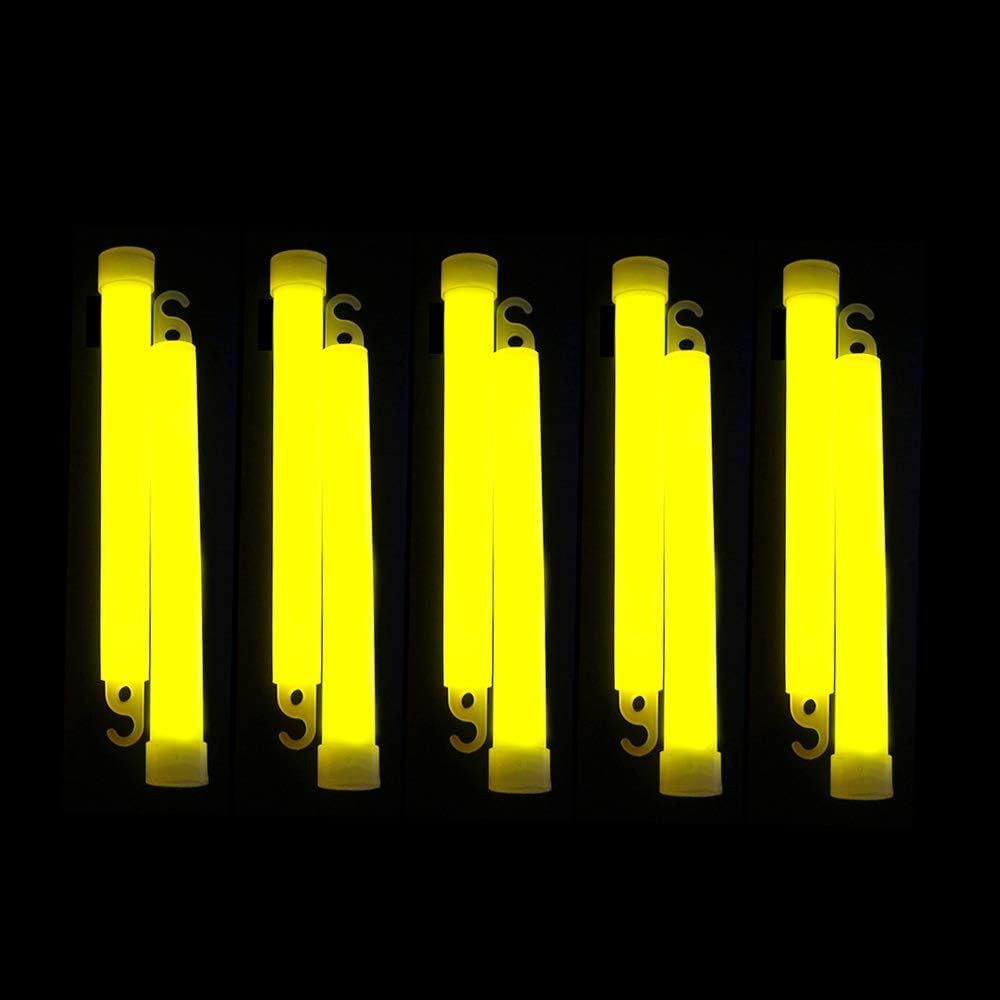 novelinks 50 Pcs 6'' Premium Glow Sticks Bulk - Ultra Bright Large Glow Necklaces Light up Glow in The Dark , Emergency Glow Sticks, Long-lasting Lighting Waterproof(Yellow)