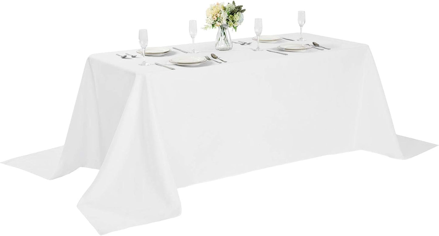 Rectangle Tablecloth 90x132 inch Washable Polyester Fabric Table Cloth for Wedding Party Dining Banquet Decoration（90x132, White）
