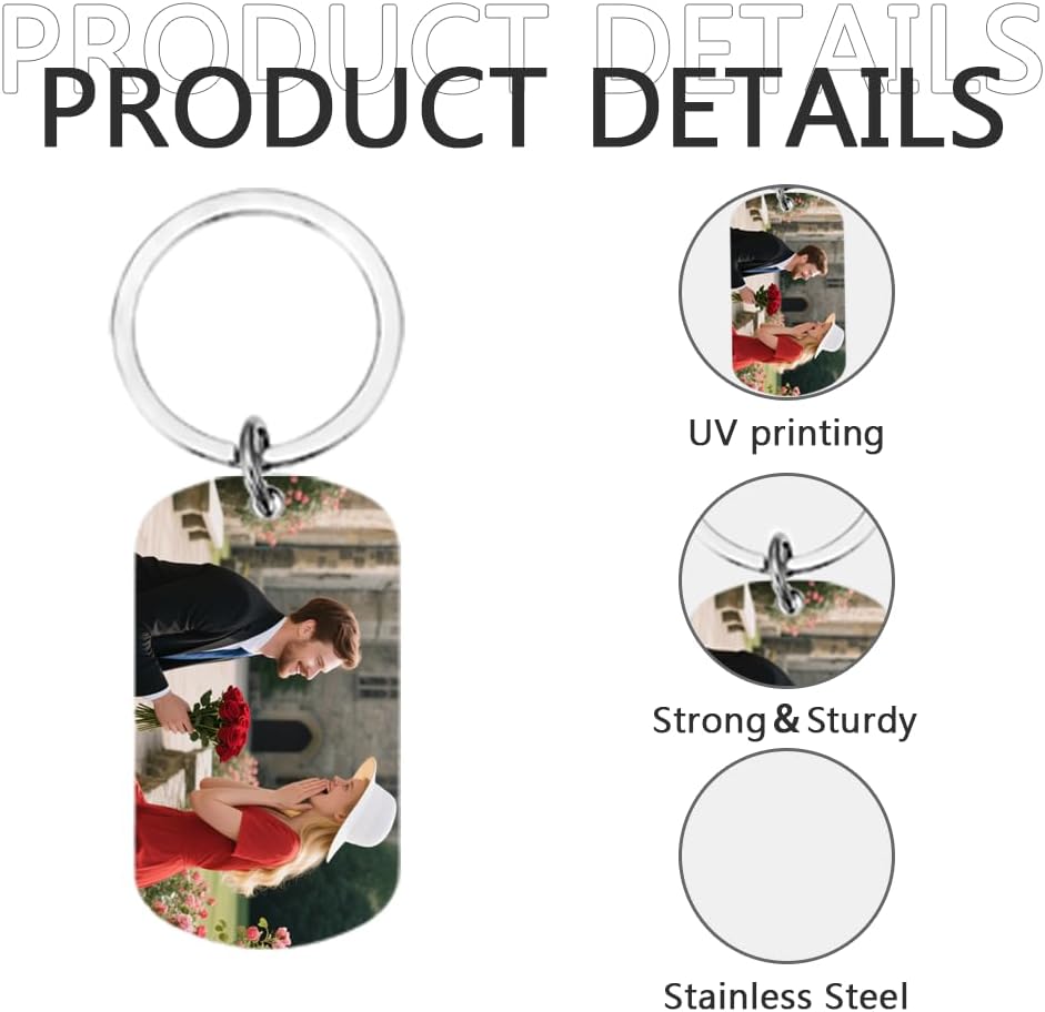 Personalised Keyring with Custom Photo & Text - Gift for Mum, Dad, Him, Her, Grandparents, Family