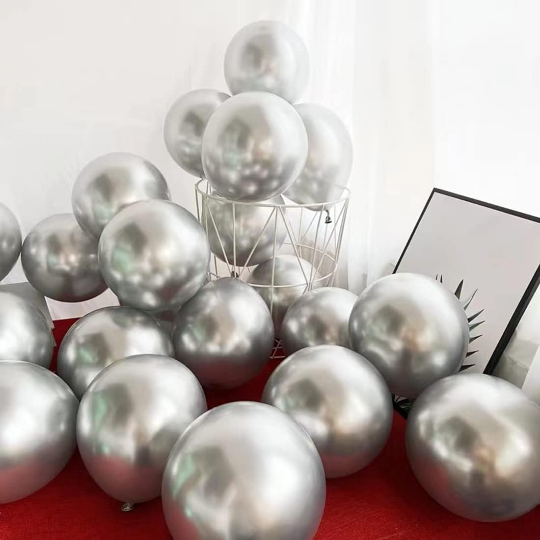 Silver Party Balloons 100pcs 12inch Chrome Metallic Silver Helium Balloons for Birthday Party Decoration and Arch Decoration Wedding Birthday Baby Shower Christmas Party