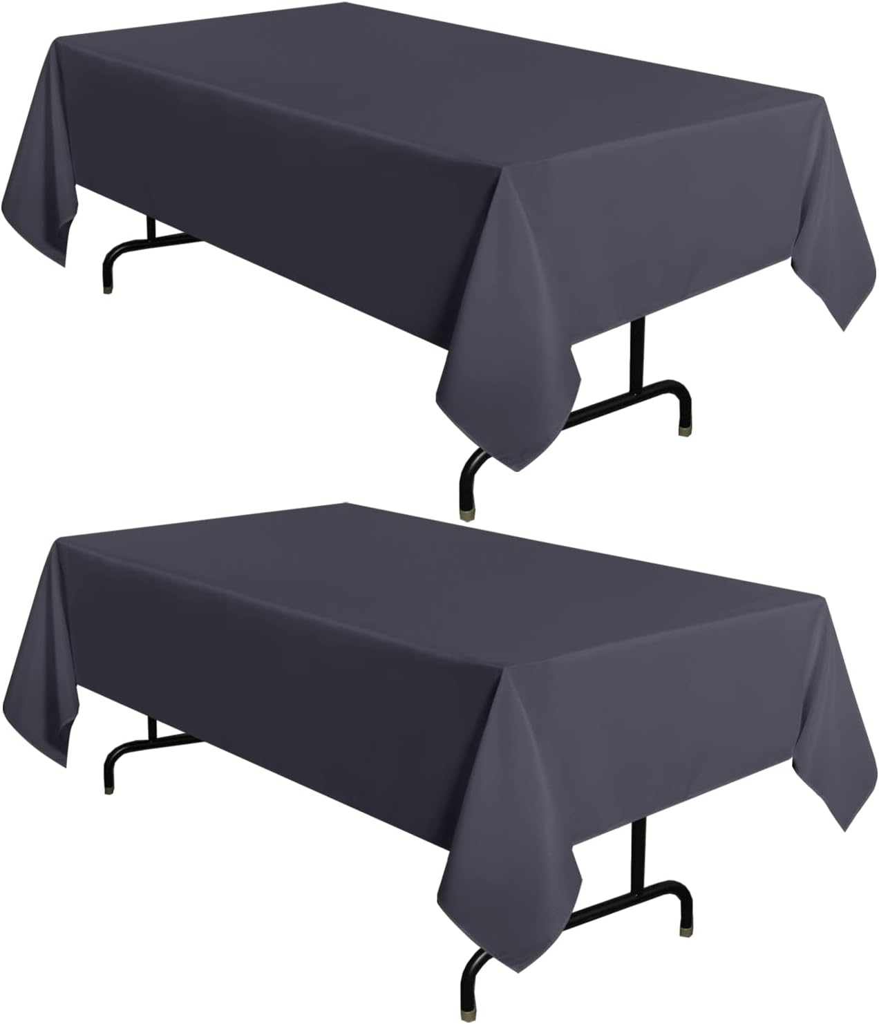 sancua 2 Pack Dark Grey Tablecloth 60 x 120 Inch, Rectangle 8 Feet Table Cloth - Stain and Wrinkle Resistant Washable Polyester Table Cover for Dining Tables, Buffet Parties and Camping