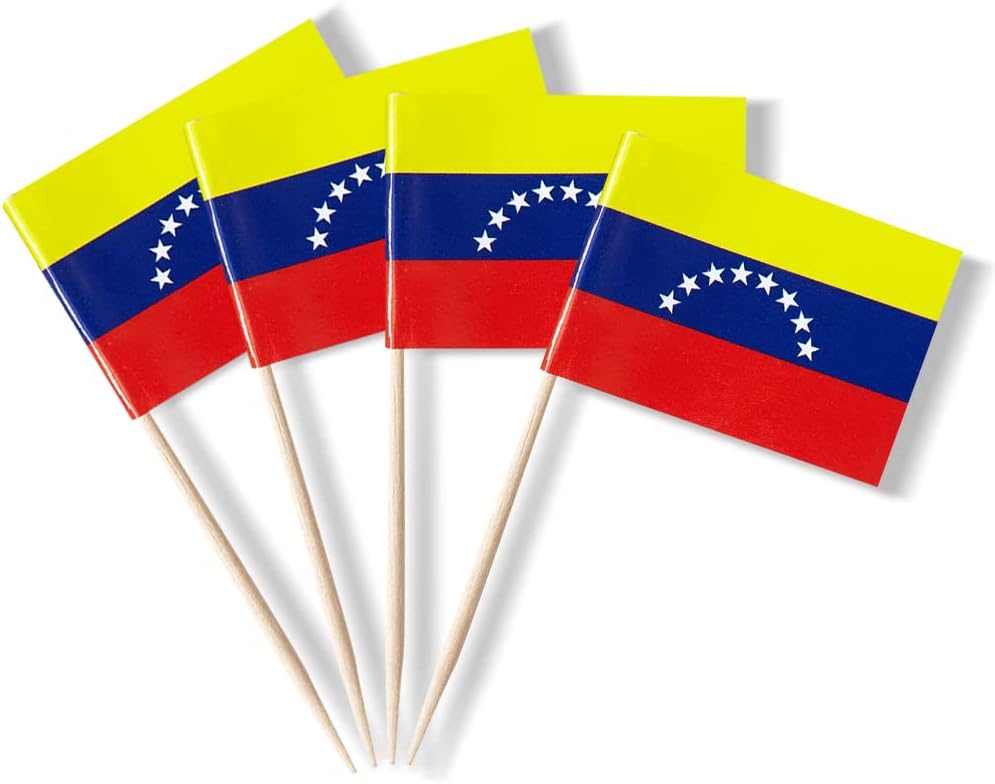 Venezuela Flag Venezuelan Flag, Small Mini Venezuela Toothpick Flags for Food, Cupcakes, Cocktails, Appetizers, Bar Party Decorations