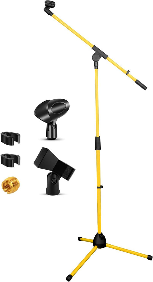 5 Core Tripod Mic Stand Floor Adjustable 18 to 72 Inches Sturdy Boom Arm Holder Microphone Stands Pedestal Para Microfono for Singing - MS 080 YLW