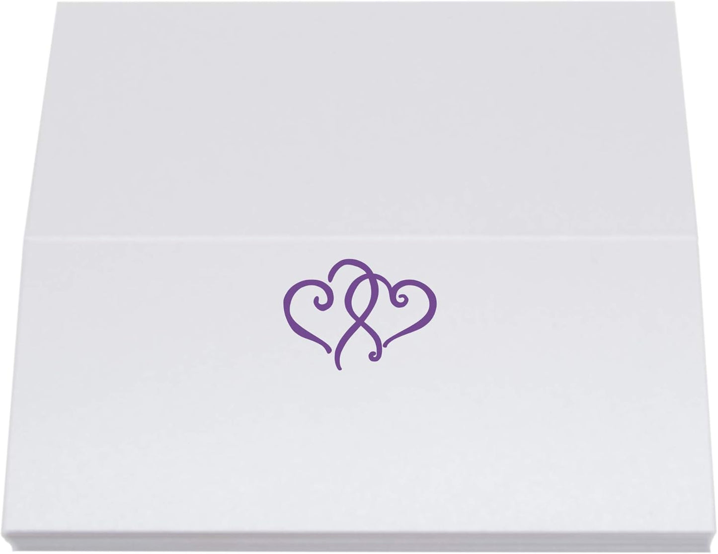 Linked Hearts Place Cards, Purple (Choose Color), Set of 60, Pre-cut and Scored - Wedding, Party, Dinner, and Special Events - Made in the USA