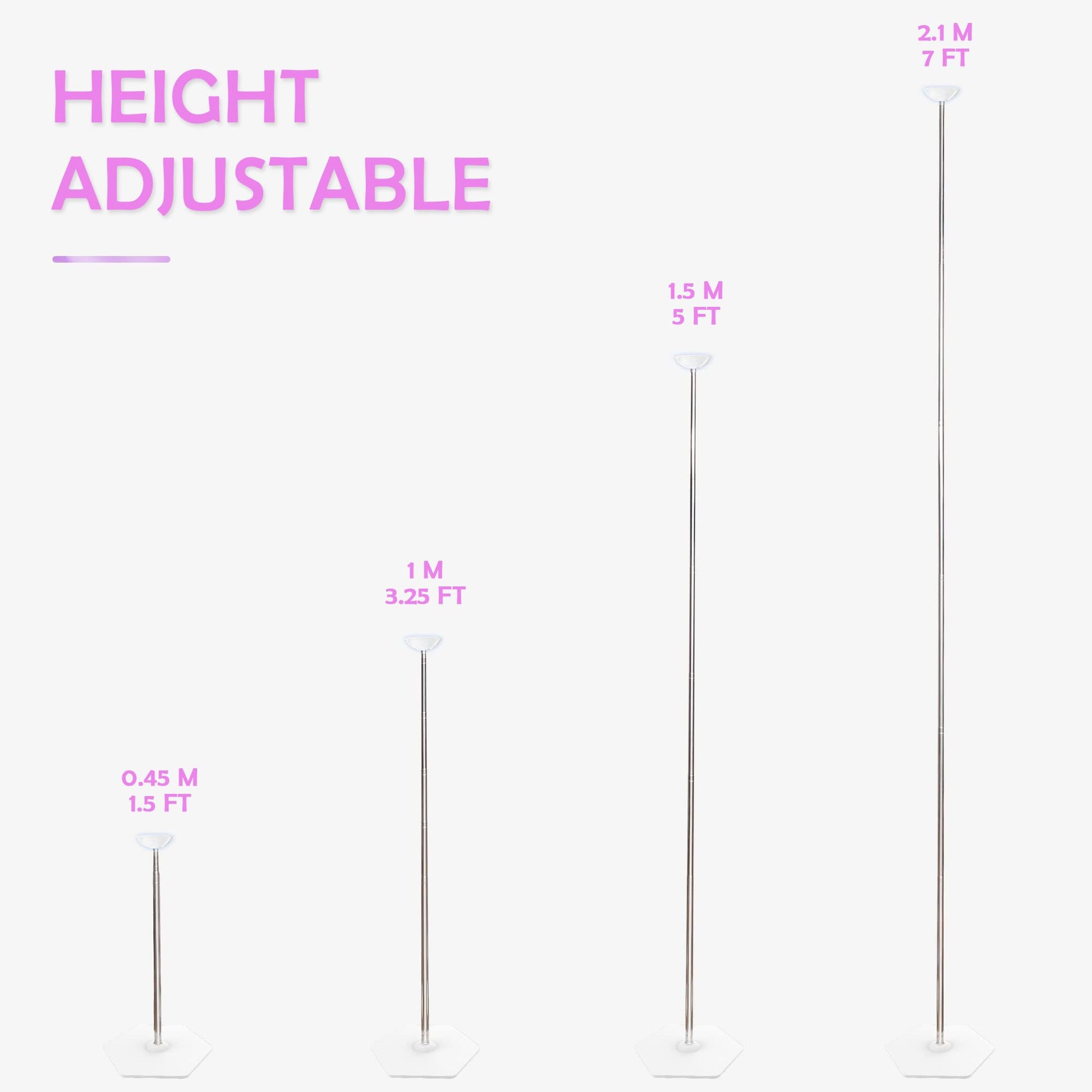TekXYZ Telescoping Balloon Stand Set of 2, 1.5-7FT Adjustable Height
